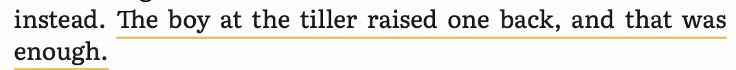 A sentence on the page, underlined in yellow.
